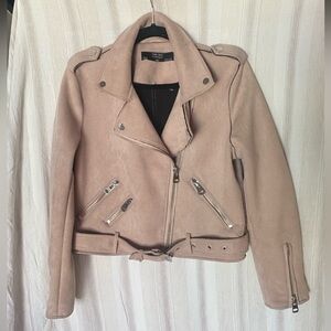 Rose Pink Moto Jacket - Faux Suede Medium